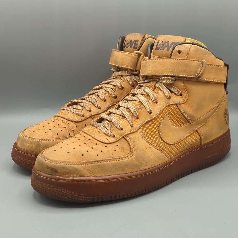 Nike Bobbito Garcia Air Force 1 Hi Premium Sanded Gold High Top 318431-771 US 12